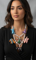 One-of-a-kind ketting met Opgeglitterde vintage Barbapapa dieren