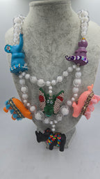 One-of-a-kind ketting met Opgeglitterde vintage Barbapapa dieren