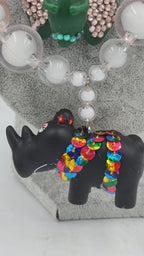 One-of-a-kind ketting met Opgeglitterde vintage Barbapapa dieren