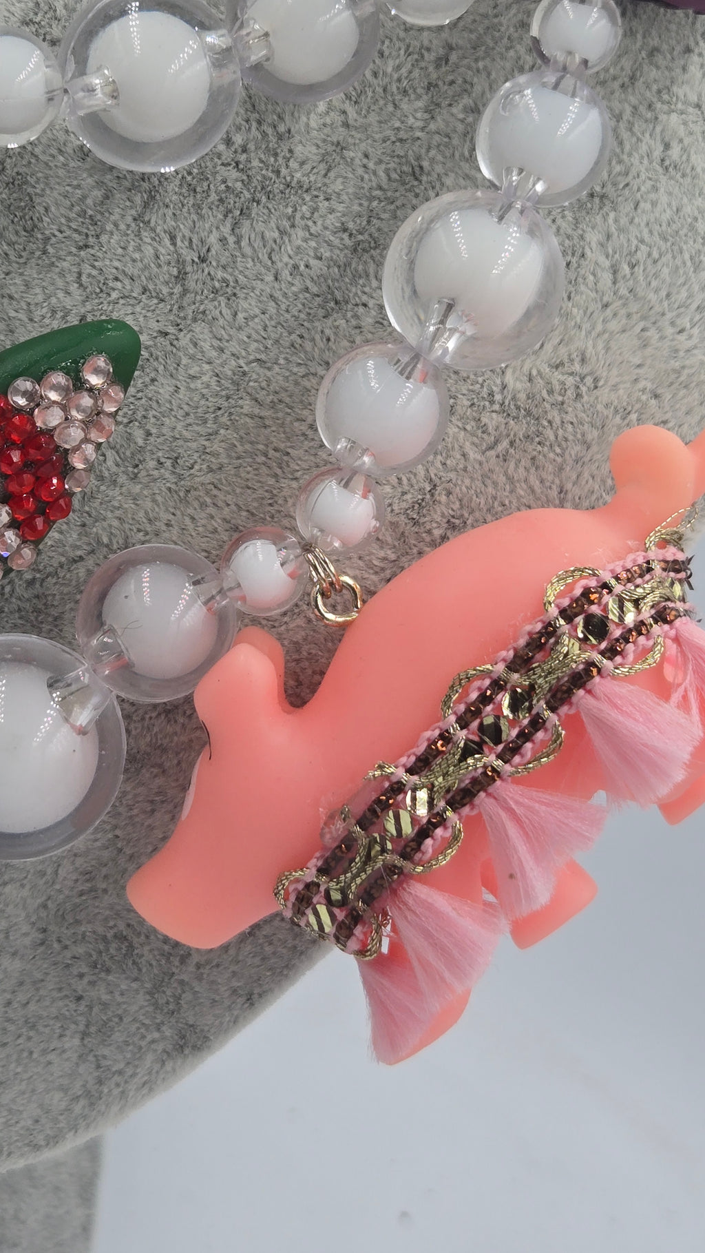 One-of-a-kind ketting met Opgeglitterde vintage Barbapapa dieren